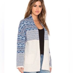 Joie Radegonde alpaca wool fair isle open cardigan sweater